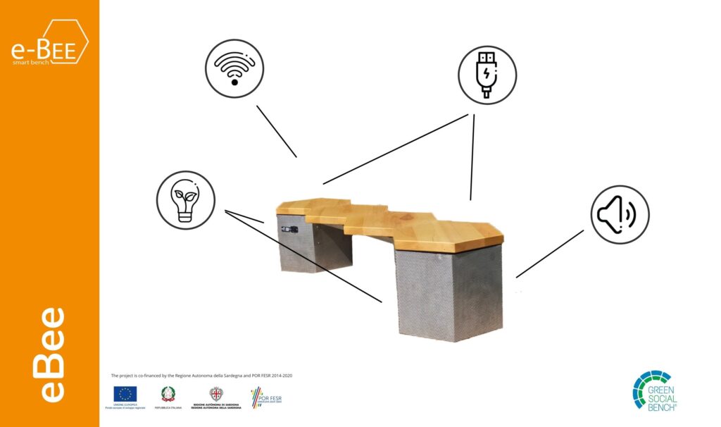eBee la smart bench Sarda Green Social Bench