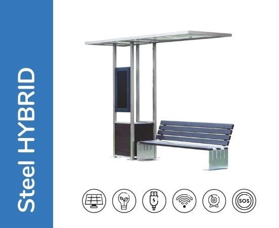 Panchina inteligente steel hibrid Green Social Bench-min